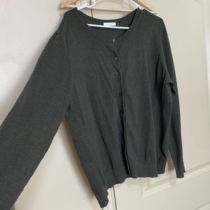 L XL Olive green button up cardigan casual comfy